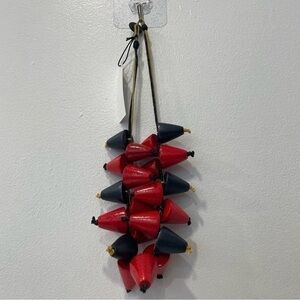 Decouture Fair Trade Handcrafted Distressed Painted Wood Cone Beads Necklace
